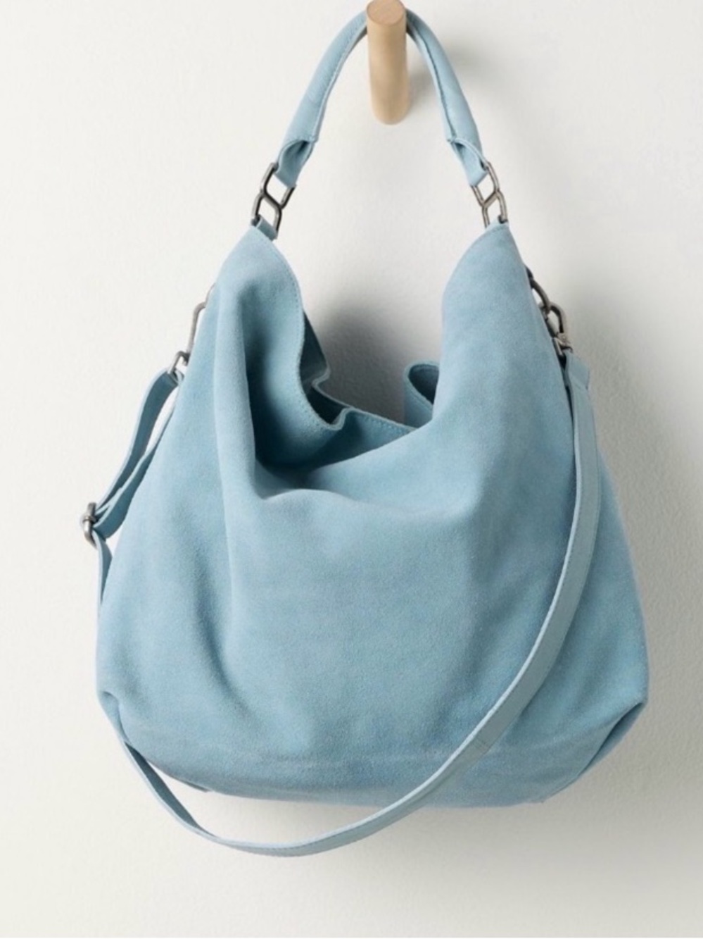 Free People Suzie Suede Slouchy Tote Bag- Salt Water- NWT - Picture 2 of 11